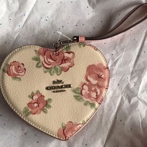 NEW Coach heart floral wristlet!